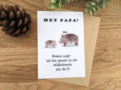 Lustige Karte Wildschwein für Vater mit Umschlag